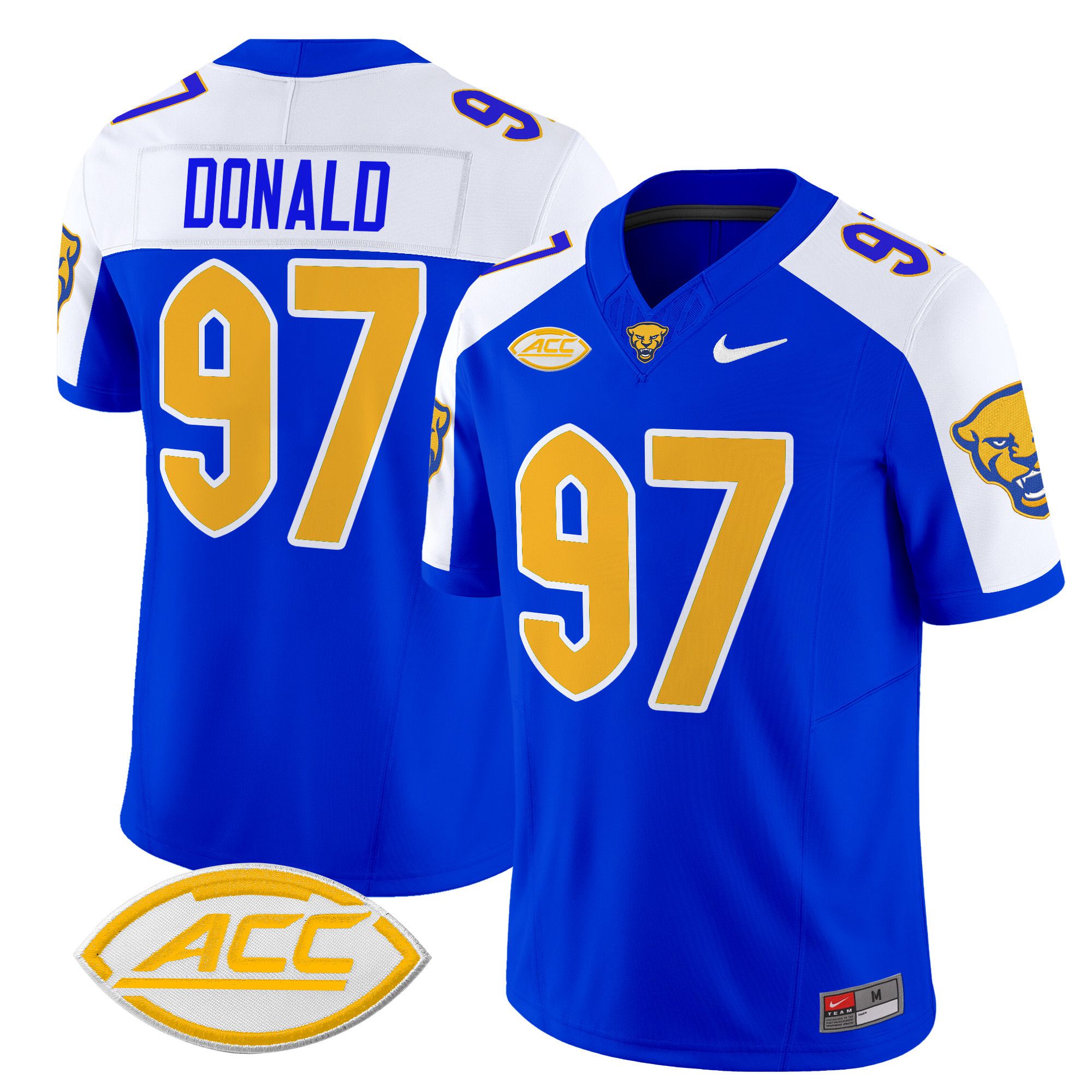 Men Pittsburgh Panthers #97 Donald Blue Nike 2024 Vapor Limited NCAA Jersey